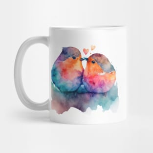 Cute fluffy robins - The birds are locked in a loving embrace. Perfect valentines day gift Mug